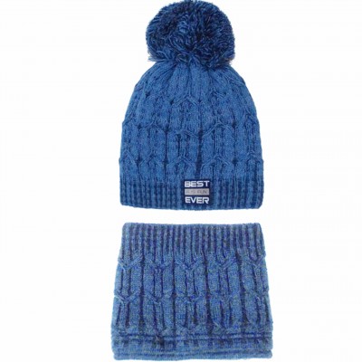 Žieminė kepurė su mova berniukui (50-52 cm) šviesiai/tamsiai mėlynos spalvos 42-490